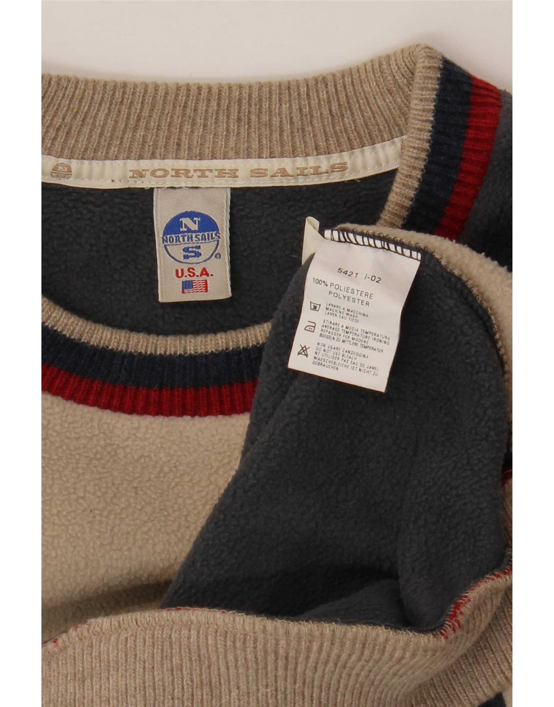 North Sails Pull polaire graphique pour homme Large Beige Colorblock Polyester