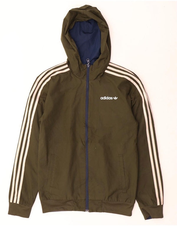 Adidas Veste de survêtement réversible à capuche pour homme XS Kaki Colourblock