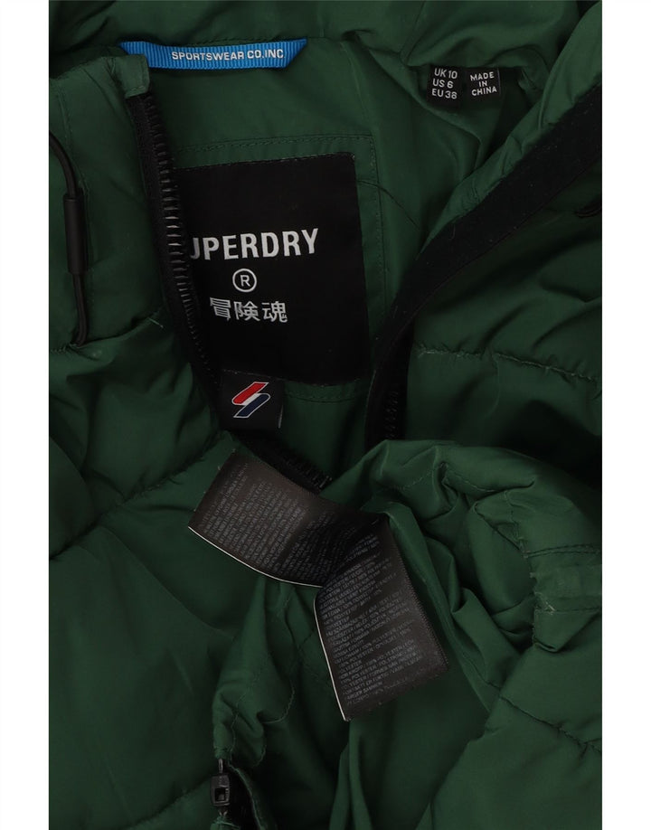 Superdry Veste matelassée surdimensionnée à capuche pour femme UK 10 Small Vert Polyester