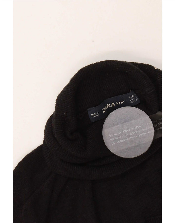 Zara Pull col roulé pour femme UK 8 Small Viscose Noir