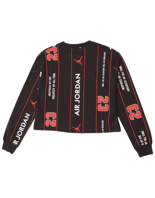Jordan Womens Crop Graphic Top Manches Longues UK 10 Petit Noir Rayé