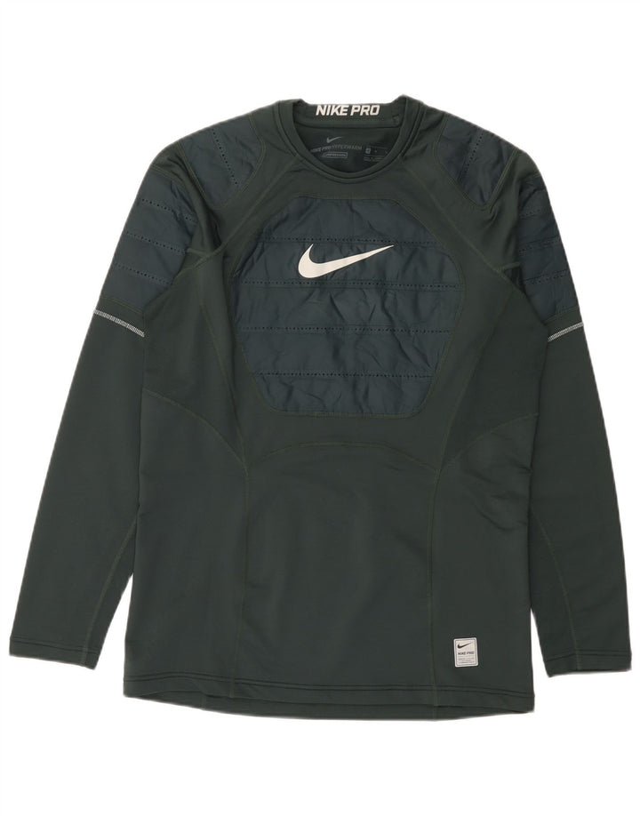 Nike Haut graphique à manches longues en polyester color block vert moyen pour homme