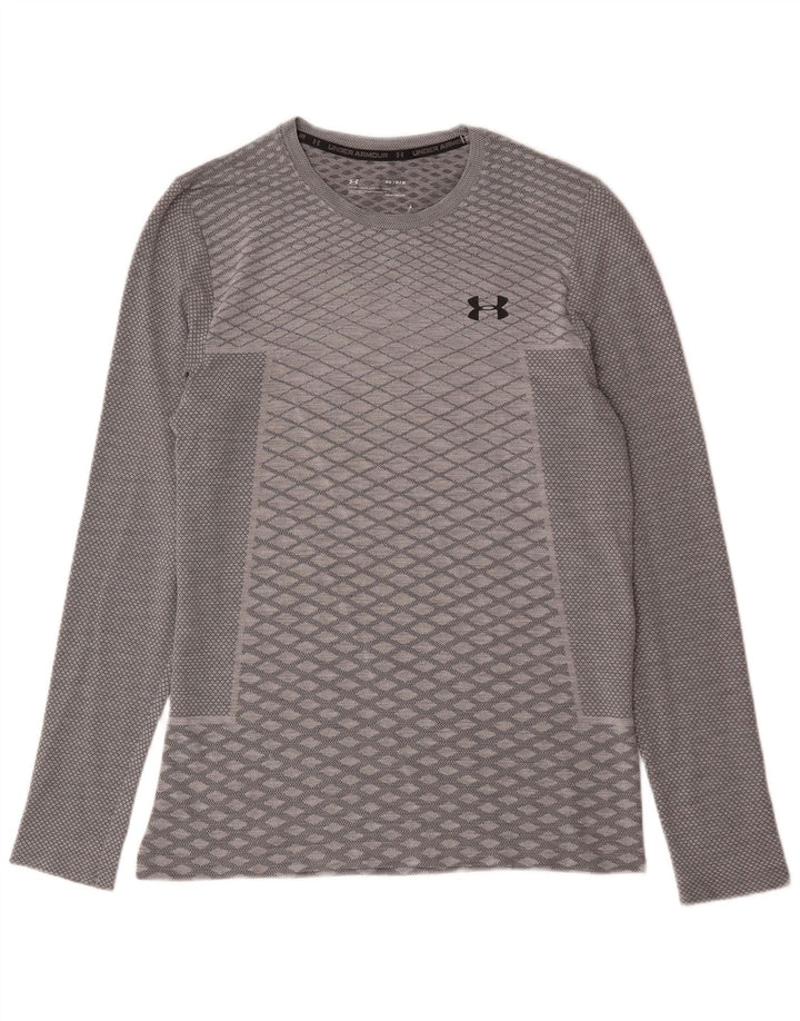 Under Armour Haut à Manches Longues Heat Gear Homme Gris Moyen Géométrique