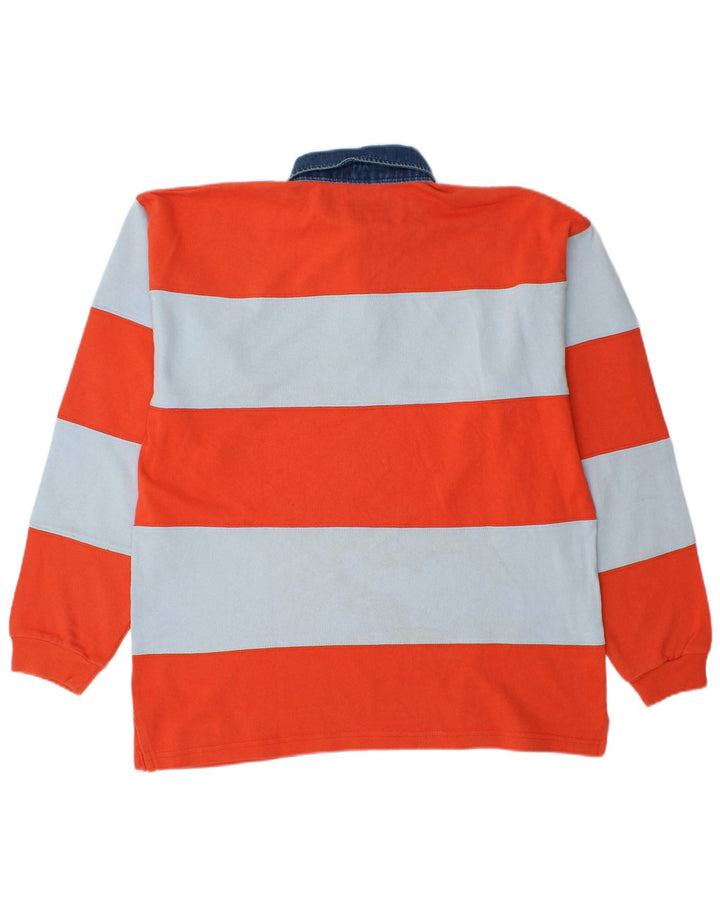 Polo De Rugby À Manches Longues Homme Basic Coton Rayé Rouge Moyen