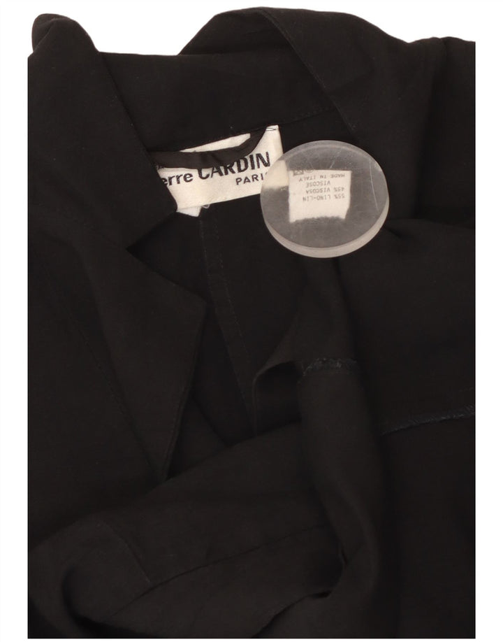 PIERRE CARDIN Veste Blazer 1 Bouton Femme UK 12 Lin Noir Moyen