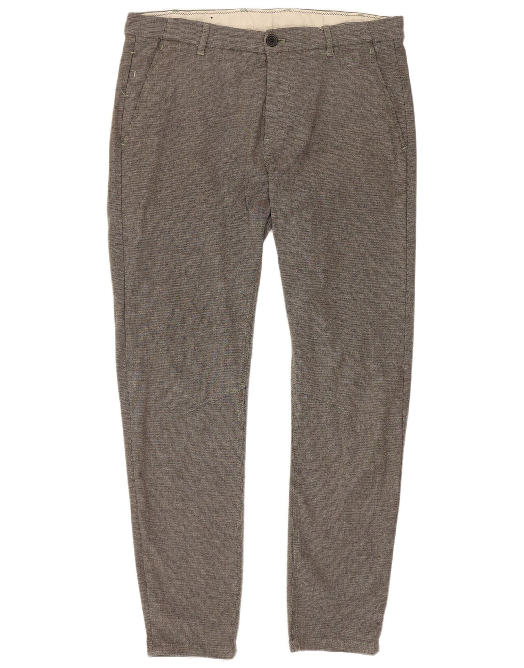 Zara Pantalon Chino Slim Femme EU 42 Large W32 L28 Gris Polyester