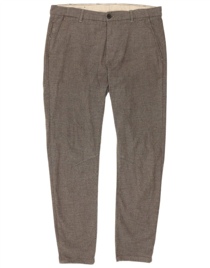 Zara Pantalon Chino Slim Femme EU 42 Large W32 L28 Gris Polyester