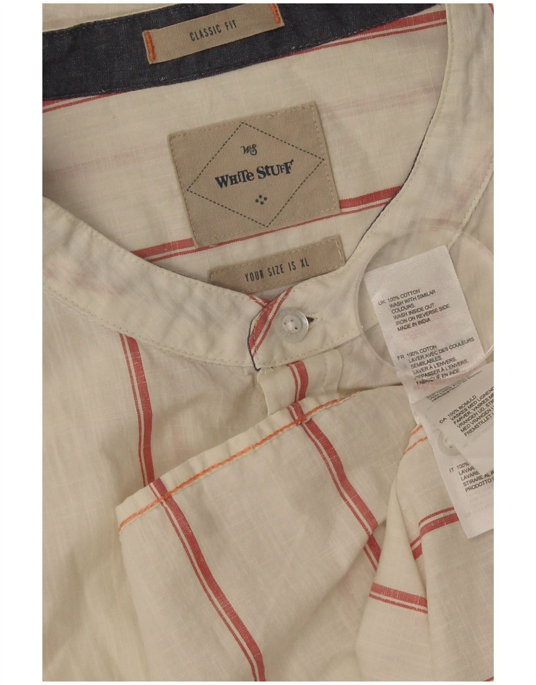Chemise White Stuff Homme Coupe Classique XL Coton Rayé Blanc