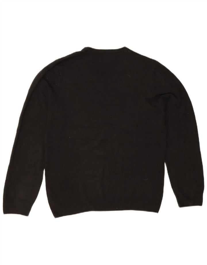 Marks & Spencer Pull coupe classique à col en V pour homme, acrylique noir moyen
