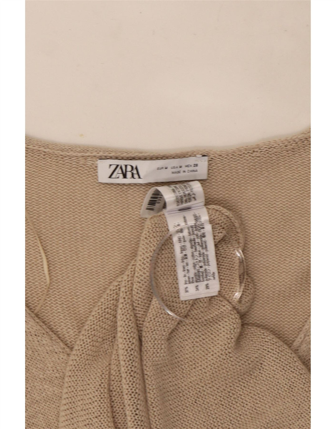 Zara Cardigan Femme Pull UK 14 Lin Beige Moyen