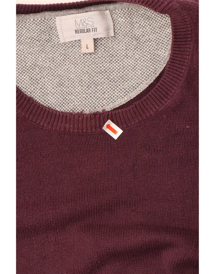 Marks & Spencer Pull à col rond coupe classique pour homme Violet Taille L