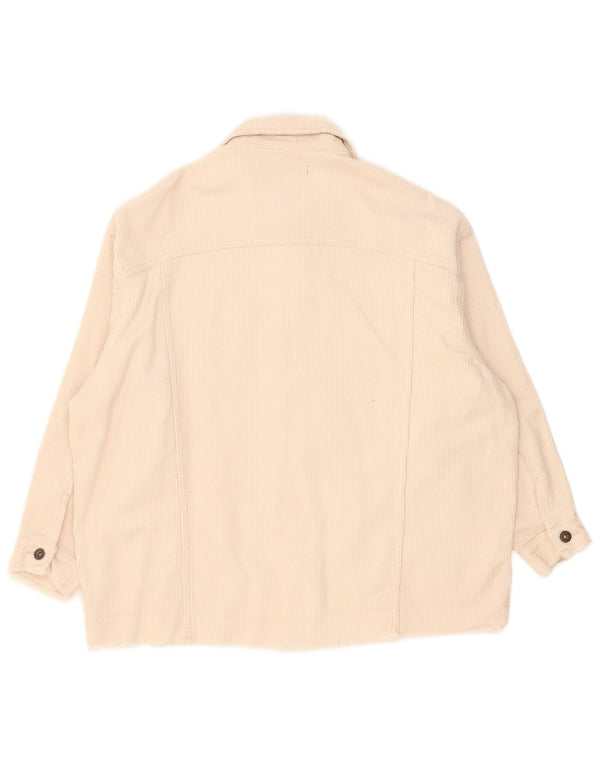 Zara Veste surdimensionnée en velours côtelé pour femme UK 16 Grand coton beige