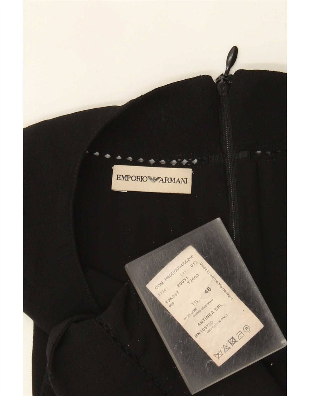 Emporio Armani Haut court dos nu pour femme IT 46 Large laine noire