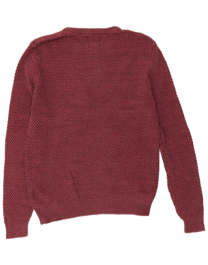 Marks & Spencer Pull à col rond pour homme en coton bordeaux moyen