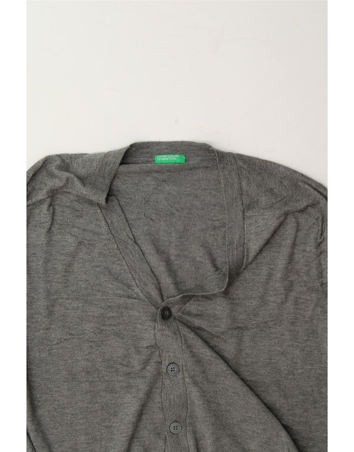 BENETTON Mens Cardigan Sweater Small Grey Viscose Vintage Benetton and Second-Hand Benetton from Messina Hembry 