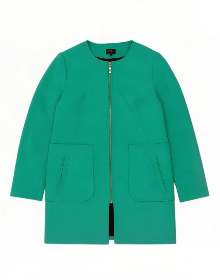Marks & Spencer Pardessus zippé pour femme UK 12 Polyester vert moyen