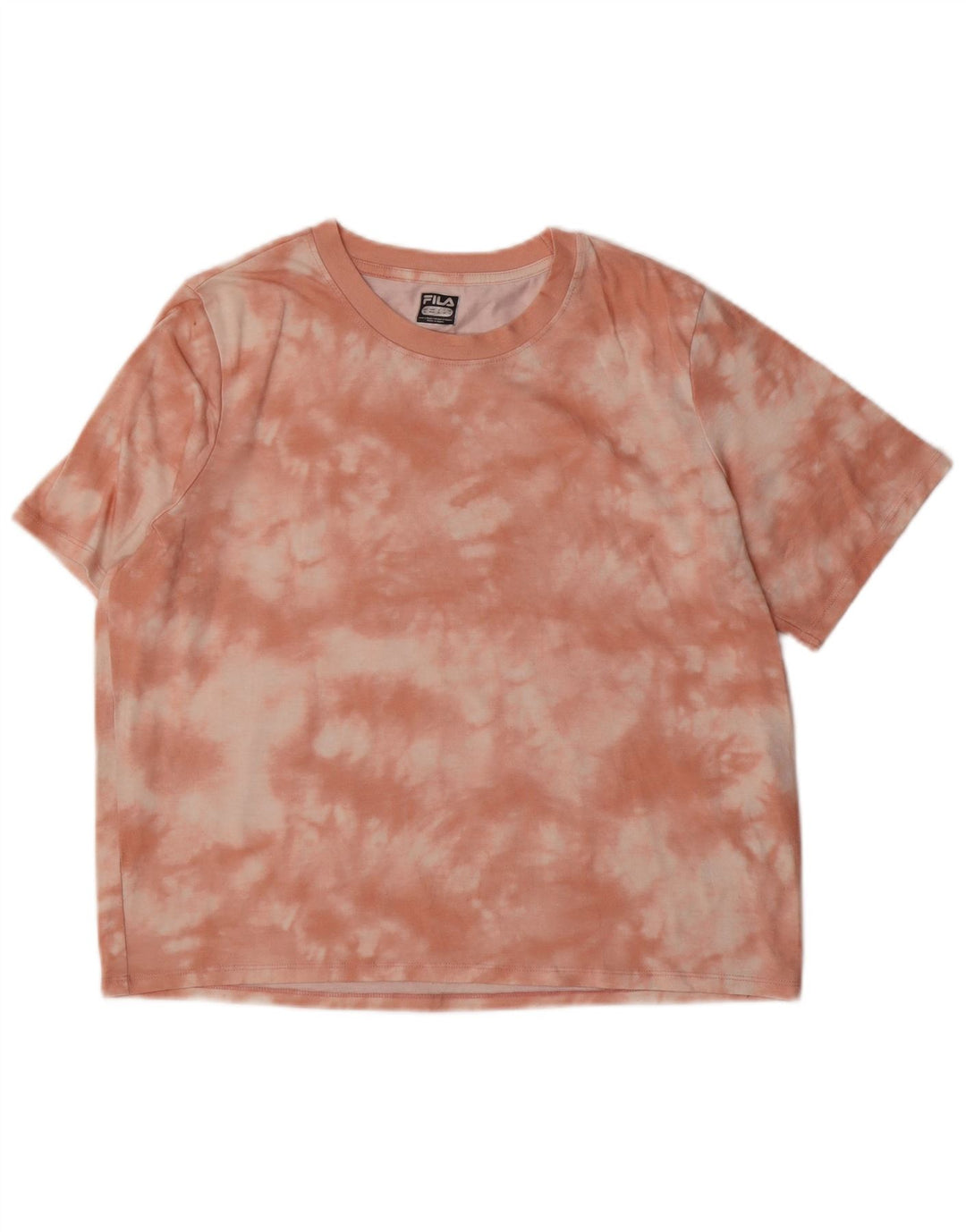 FILA T-Shirt Femme Top UK 12 Rose Moyen Tie Dye Coton