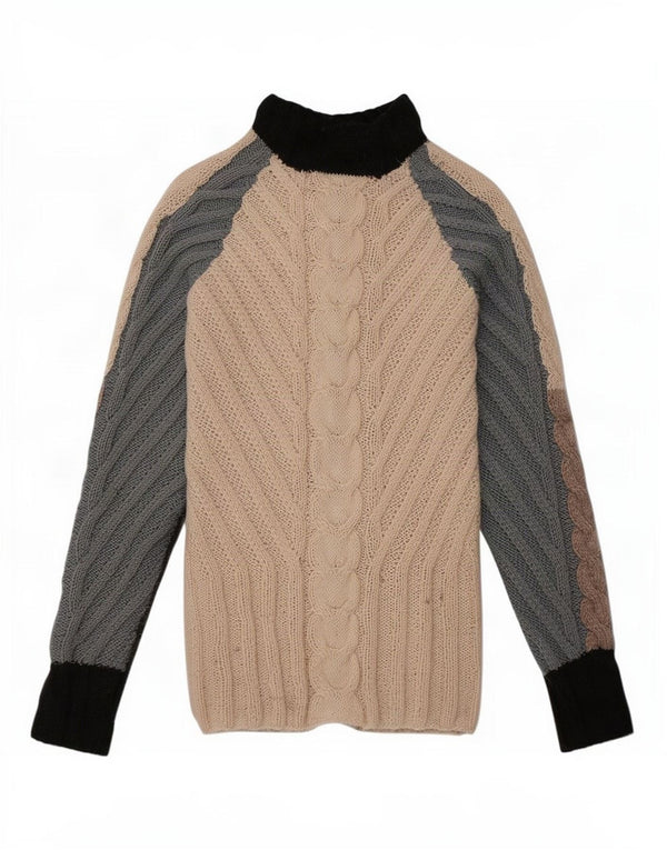 vintage Womens Turtle Neck Jumper Sweater UK 10 Petit Multicolore