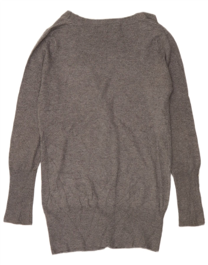Zara Cardigan Femme Pull UK 12 Rayonne Gris Moyen