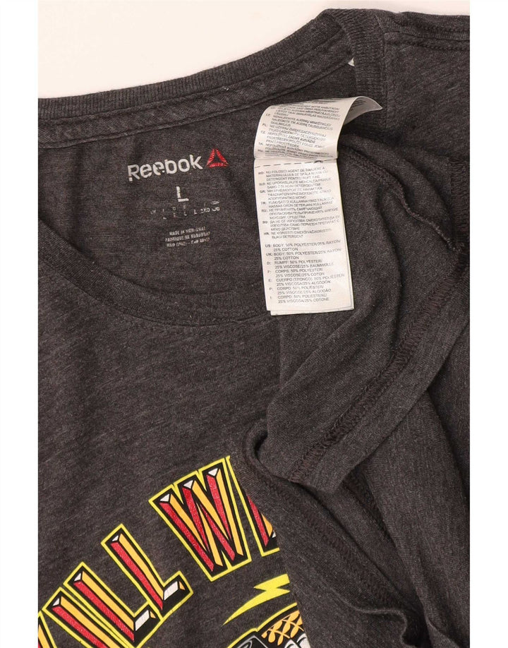 Reebok T-Shirt Graphique Homme Large Gris Polyester