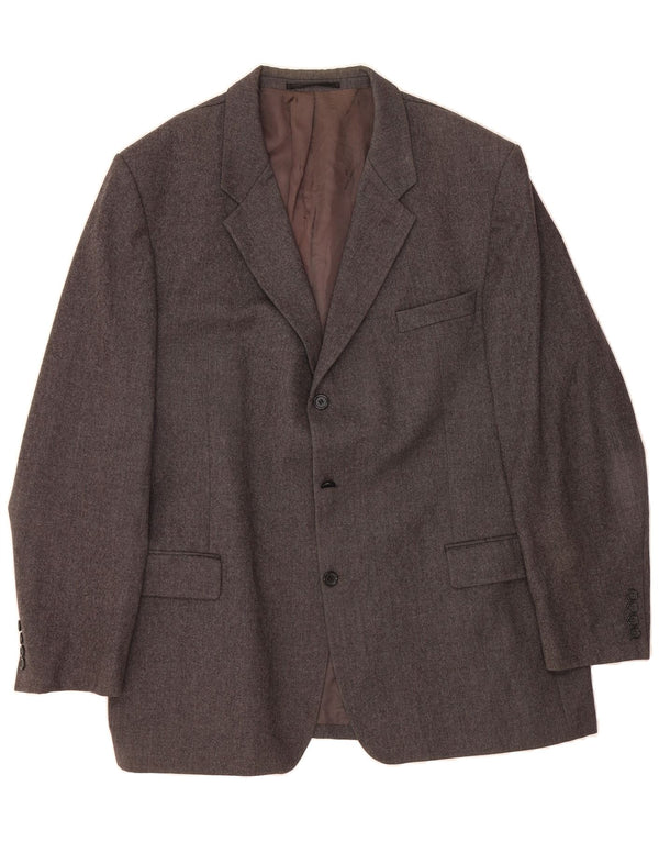 DANIEL HECHTER Mens 3 Button Blazer Jacket UK 44 2XL Grey Virgin Wool