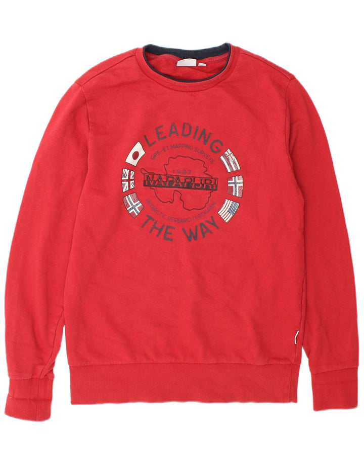Napapijri Sweat-shirt graphique pour homme en coton rouge moyen