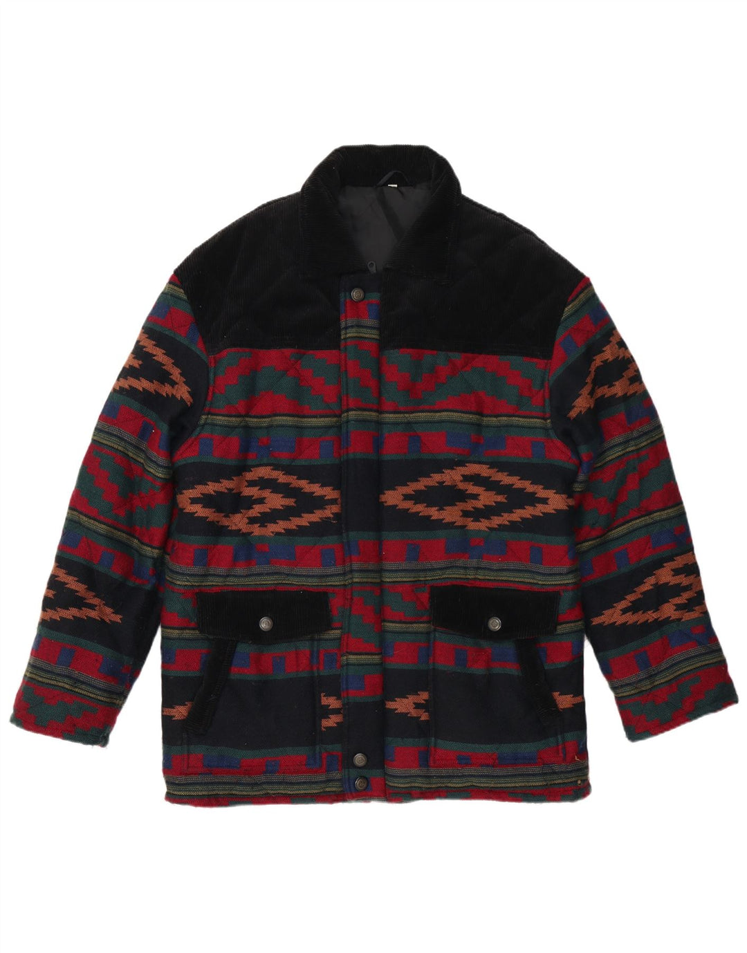 VINTAGE Veste matelassée homme UK 40 Grand géométrique multicolore