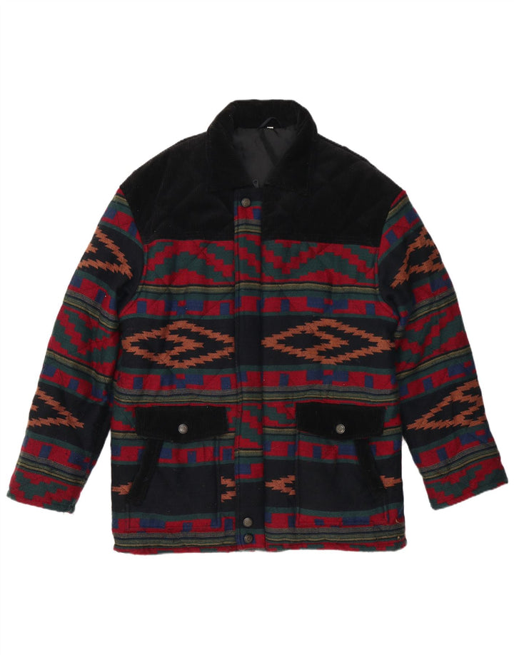 VINTAGE Veste matelassée homme UK 40 Grand géométrique multicolore