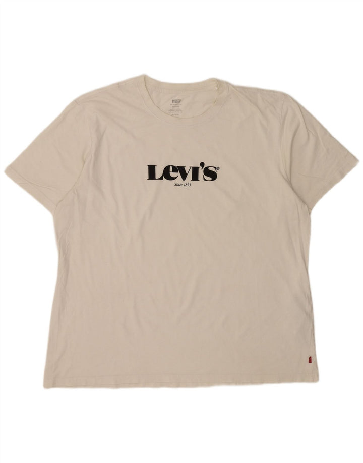 Levi's T-Shirt Graphique Top XL Homme Blanc Coton