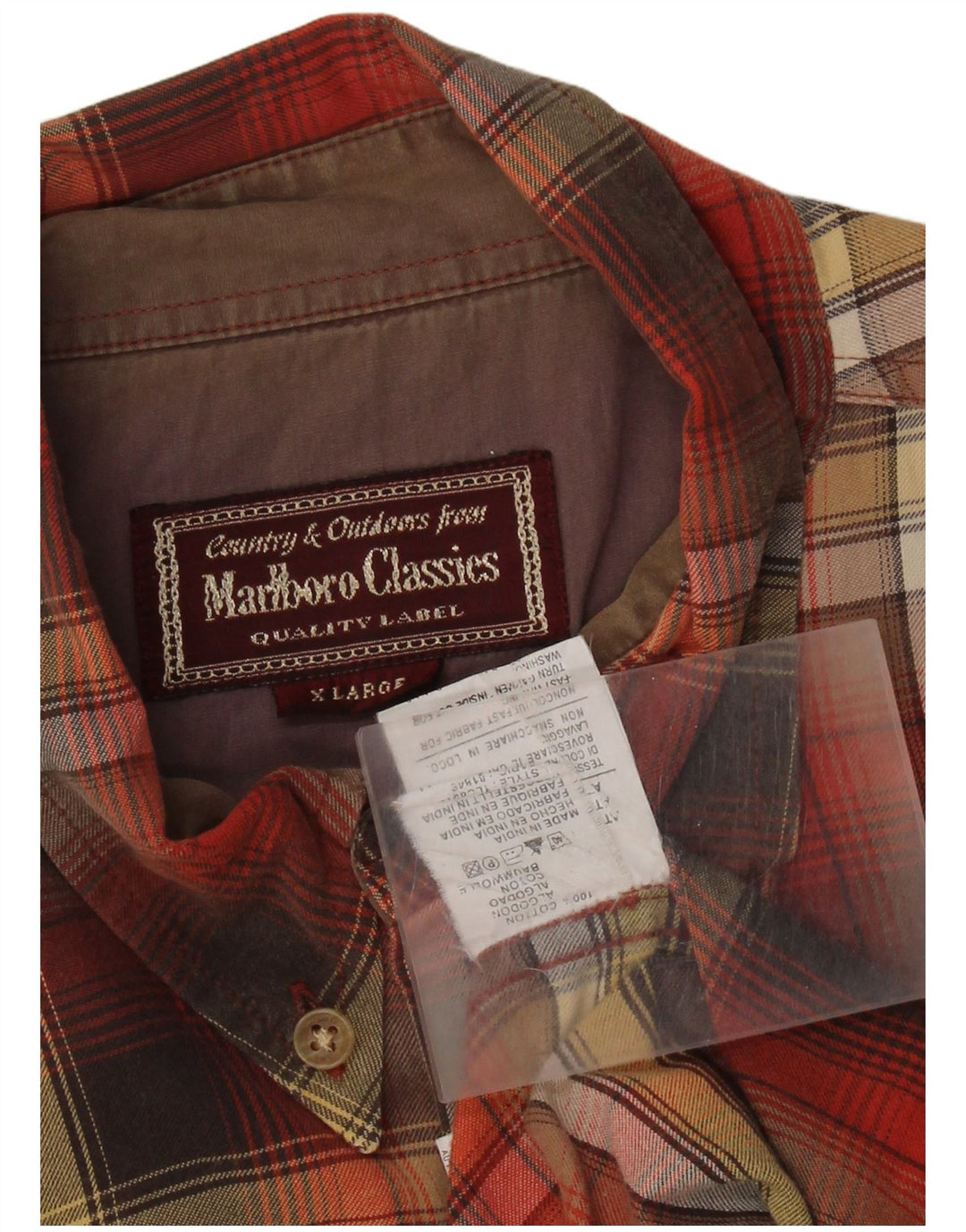 Marlboro Classics Chemise en flanelle à carreaux pour homme XL en coton à carreaux rouge