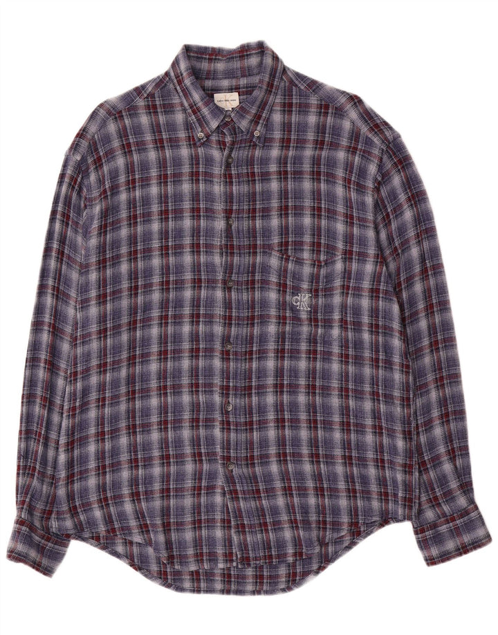 Calvin Klein Jeans Chemise en flanelle pour homme à carreaux bleus