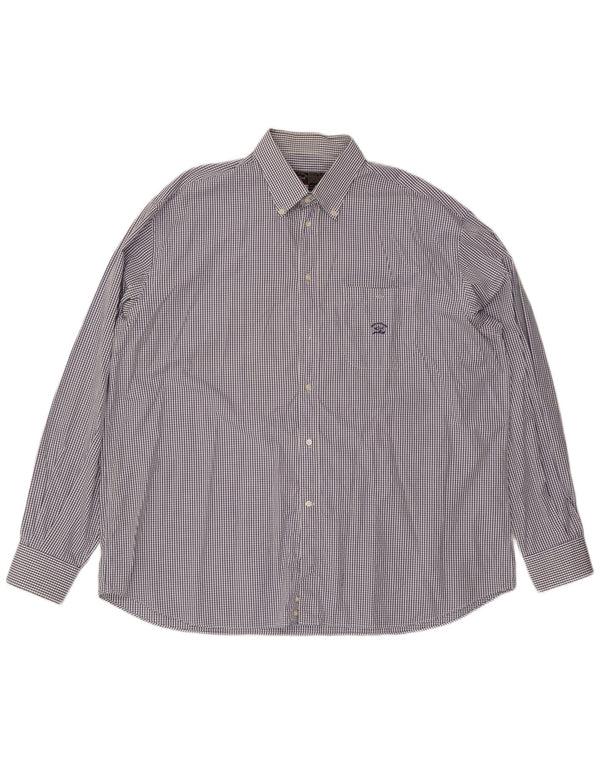 Paul & Shark Chemise de yachting pour hommes Taille 47 18 1/2 2XL Coton à carreaux bleu marine