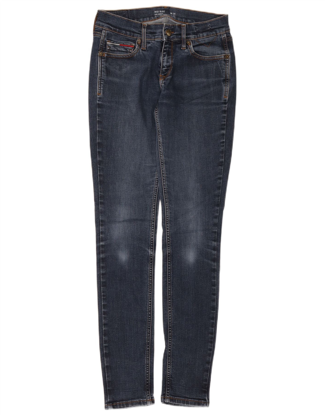 TOMMY HILFIGER Jean Skinny Taille Mi-Haute Femme W29 L32 Bleu Coton