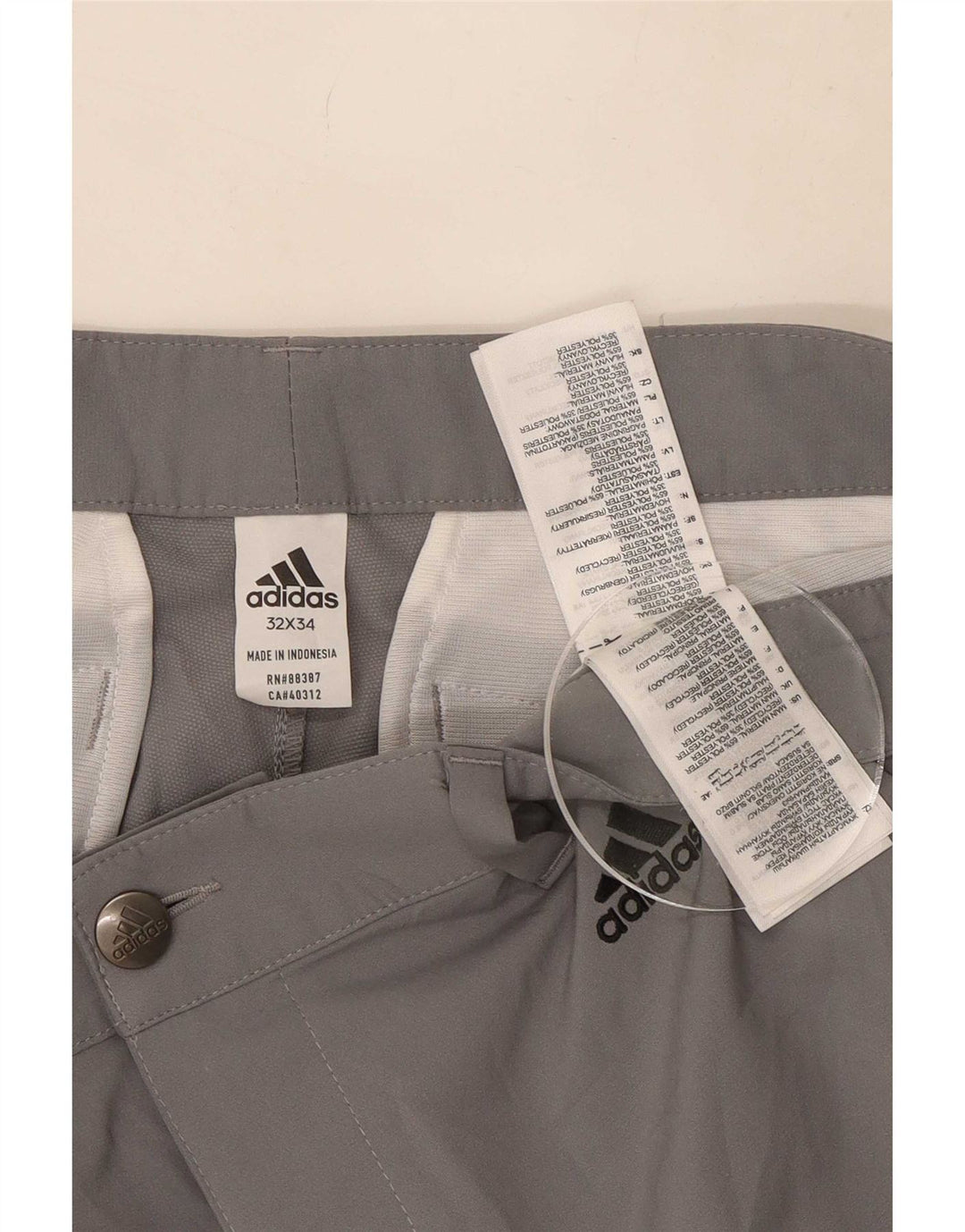 Adidas Pantalon Chino Slim Homme W32 L34 Gris Polyester