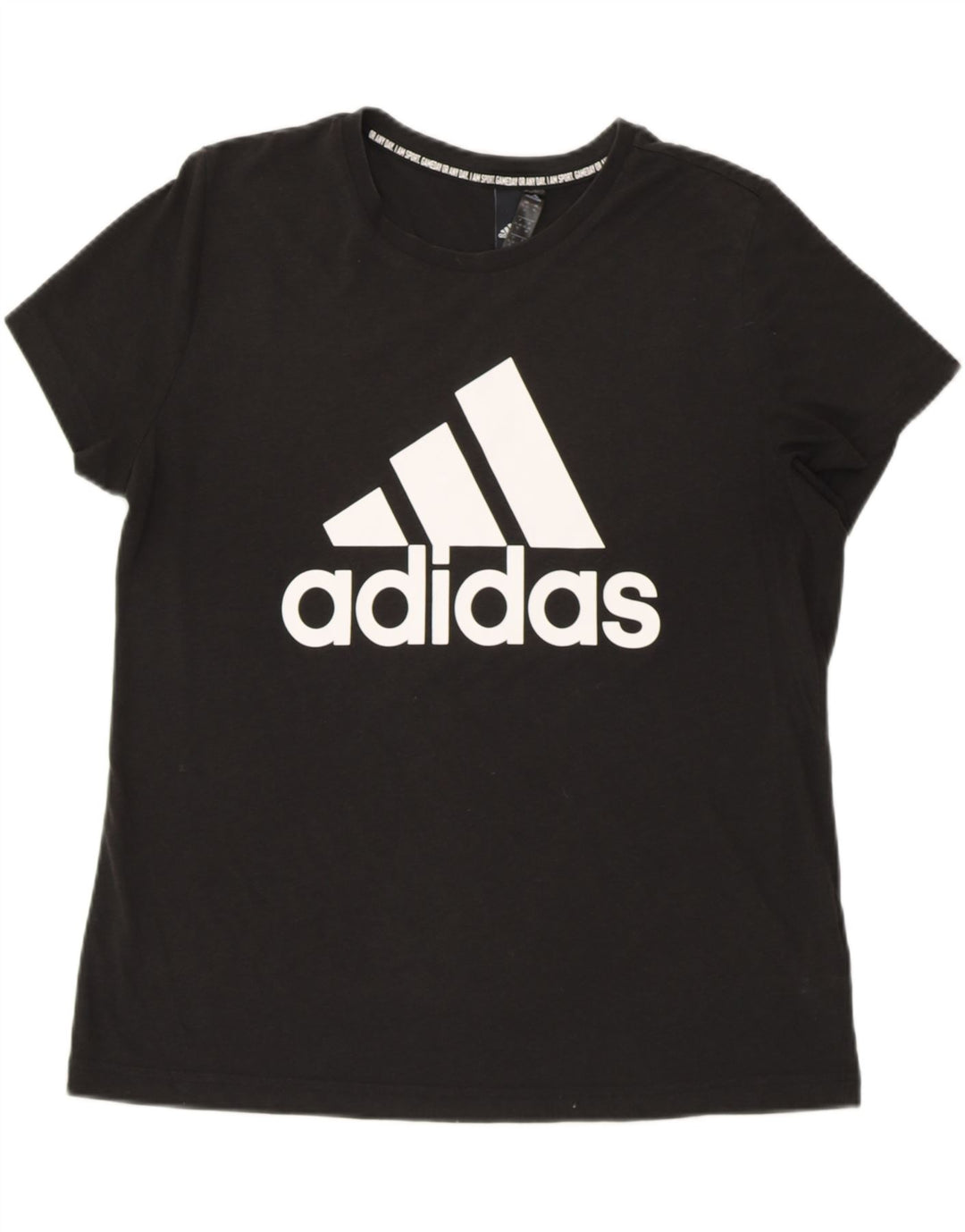 ADIDAS T-shirt graphique pour femme UK 20/22 XL Noir Coton