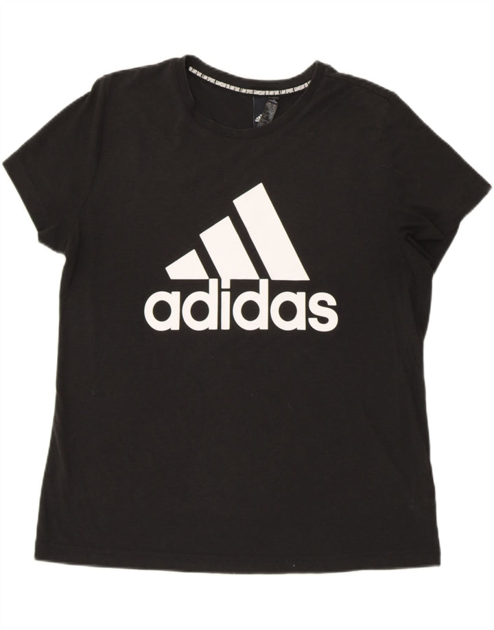 ADIDAS T-shirt graphique pour femme UK 20/22 XL Noir Coton