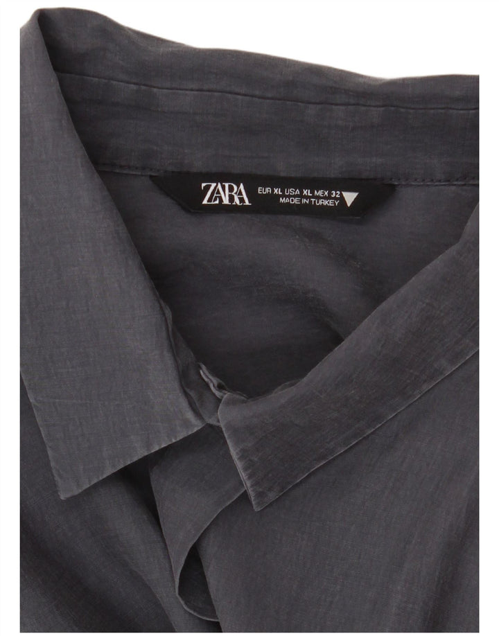 Zara Chemise longue surdimensionnée pour femme UK 18 XL Bleu marine