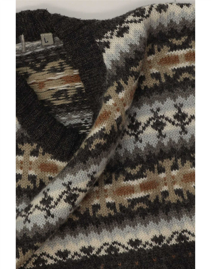 Lerros Pull à col rond pour homme, grand gris Fair Isle