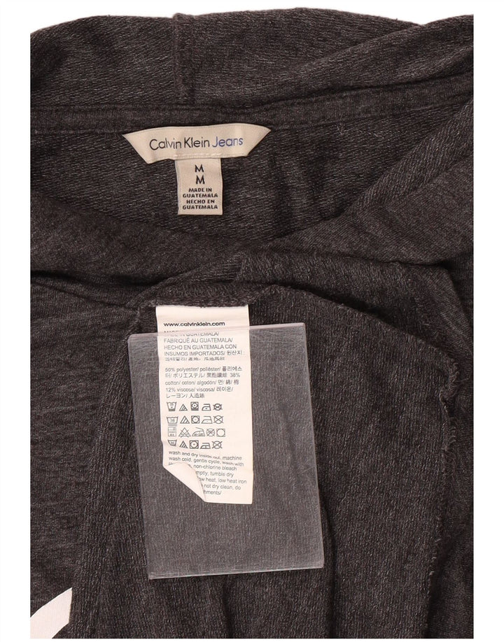 CALVIN KLEIN JEANS Pull à capuche graphique pour femme UK 14 Gris moyen