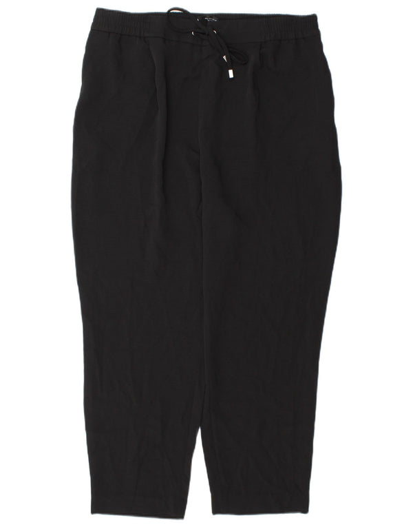 Zara Pantalon court taille haute pour femme Large W30 L25 Noir Polyester