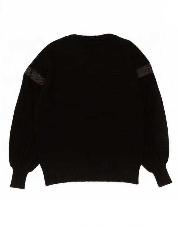vintage Femme Crew Neck Jumper Pull IT 42 Moyen Noir Géométrique