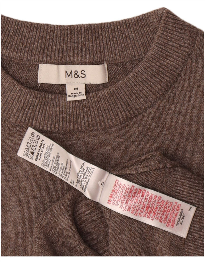 Marks & Spencer Pull à col rond pour femme UK 14 Gris moyen Polyester