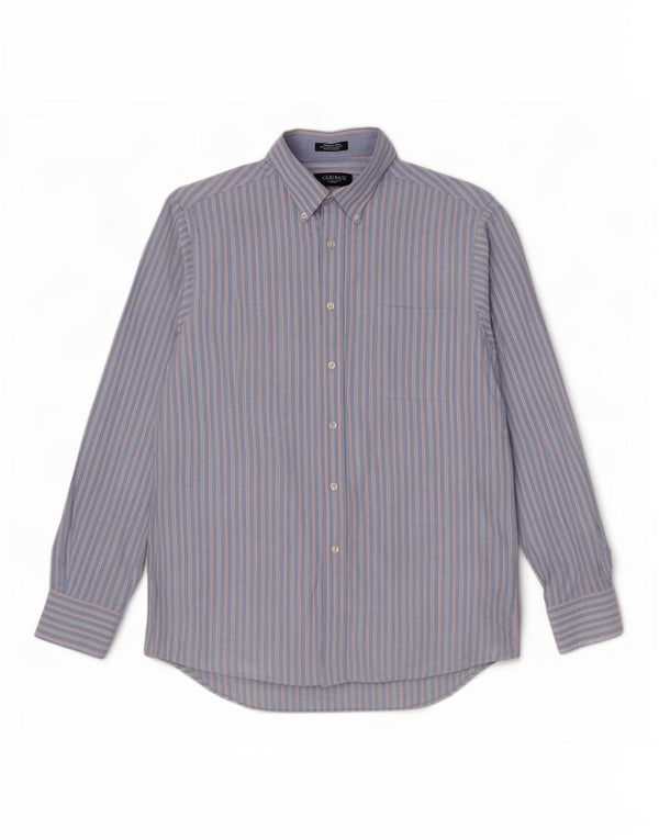 Chaps Chemise coupe classique pour homme Taille 16 1/2 Grand coton rayé bleu