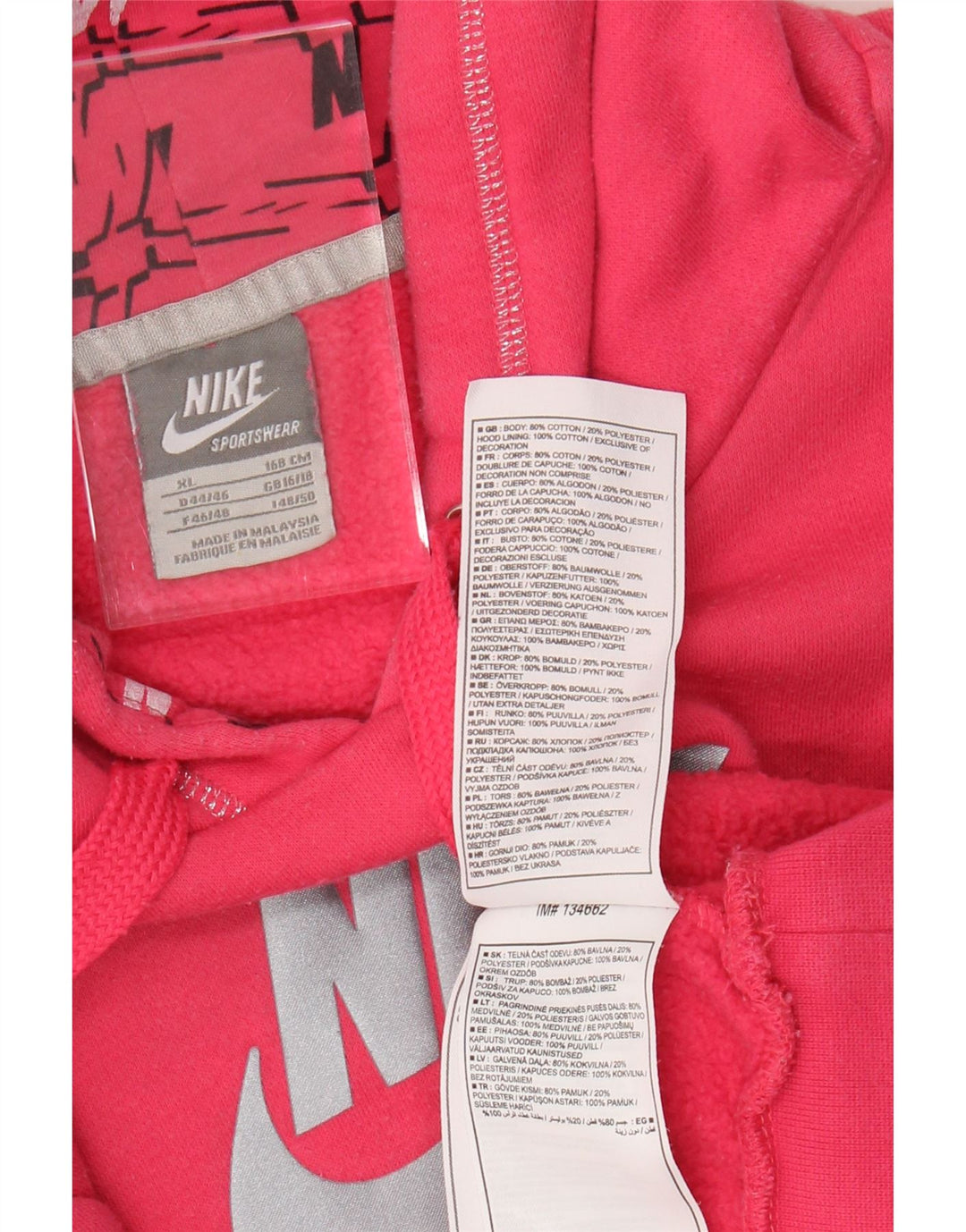 NIKE Pull à capuche graphique pour femme UK 16/18 XL Rose Coton