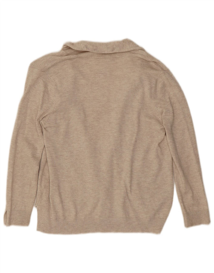 Zara Femme Cardigan Ouvert Pull UK 8 Petite Viscose Beige