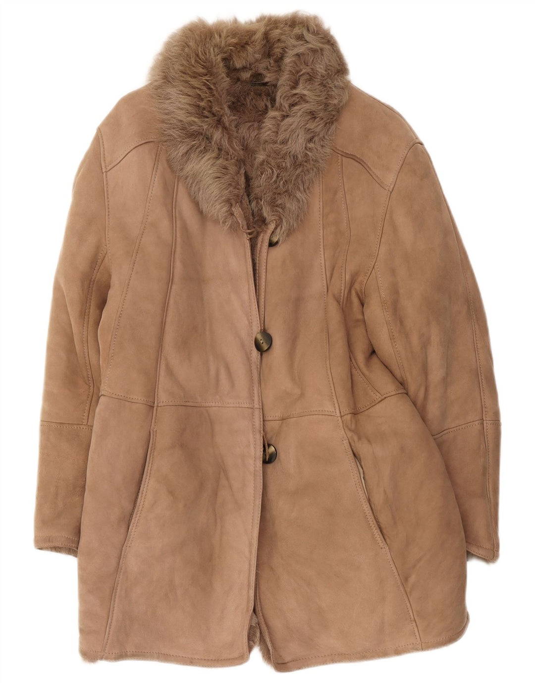manteau en peau de mouton vintage pour femme IT 44 Beige moyen