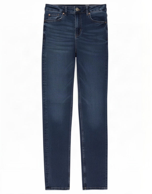 Marks & Spencer Femmes Lily Slim Jeans UK 10 Small W27 L30 Bleu Coton