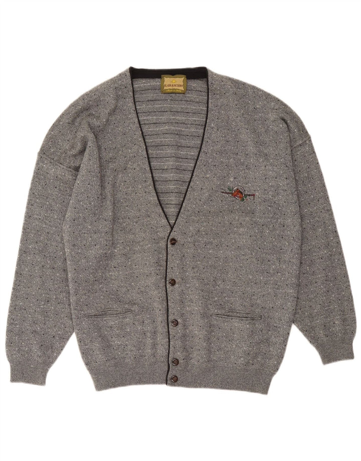 Il Granchio Pull Cardigan Homme Gris Moyen Laine Mouchetée