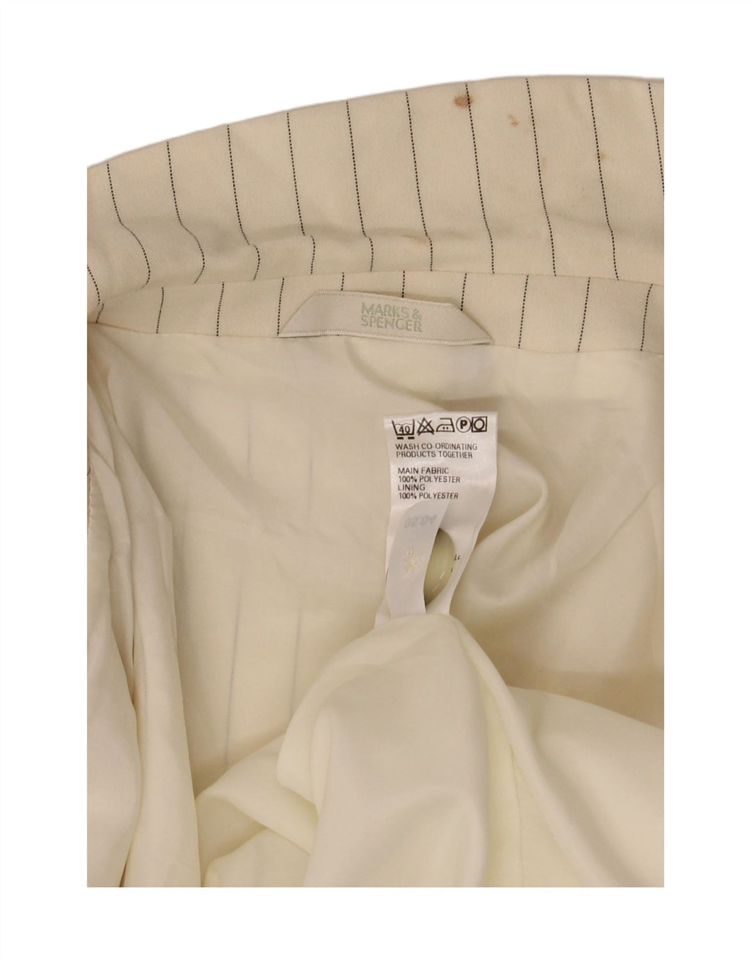 Marks & Spencer Veste blazer à 2 boutons pour femme UK 20 2XL Blanc à fines rayures