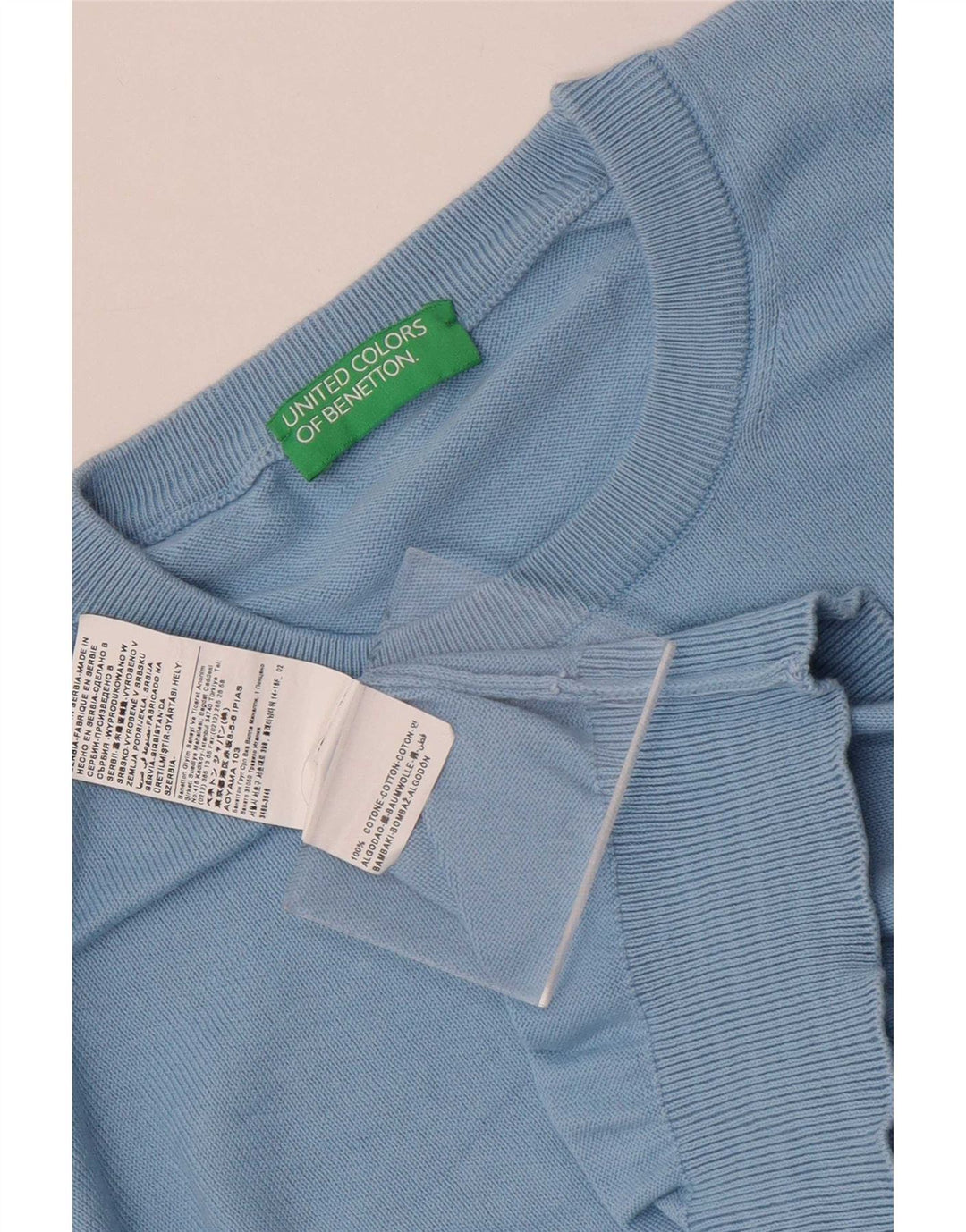 Benetton Pull Col Rond Homme XL Bleu Coton